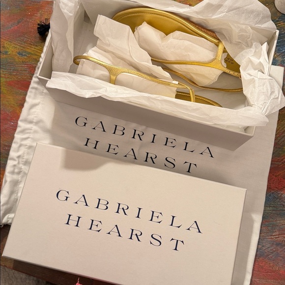 Gabriela Hearst Gia Flat Sandal in Gold Metallic Nappa Leather Sz. 38.5 w. Box - Picture 5 of 16